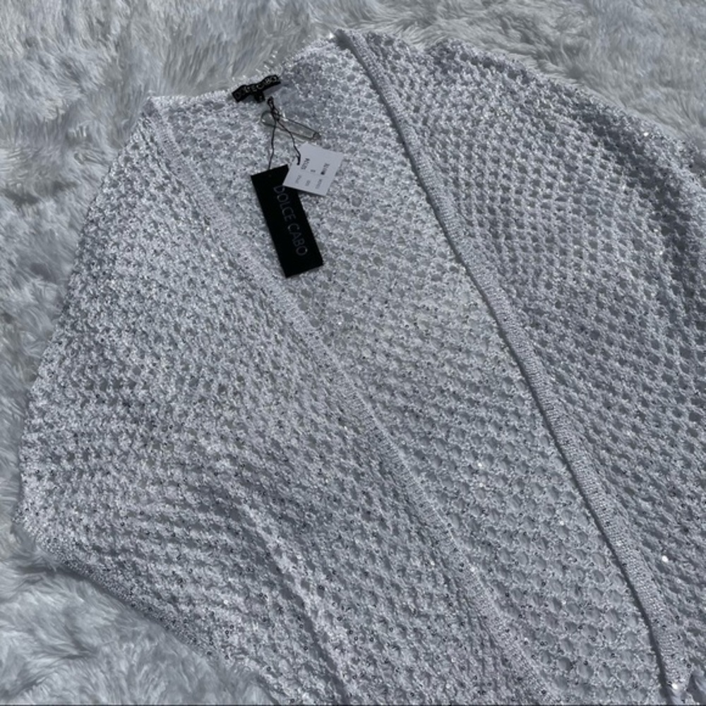DOLCE CABO White Crochet Tassel Cardigan Small - Picture 9 of 9